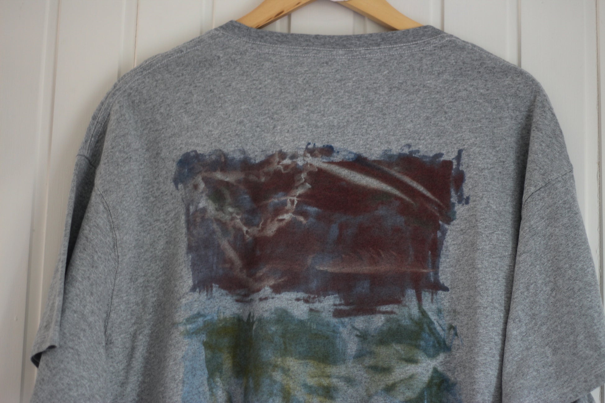 Of the Sea hand-printed coastal t-shirt grey marle