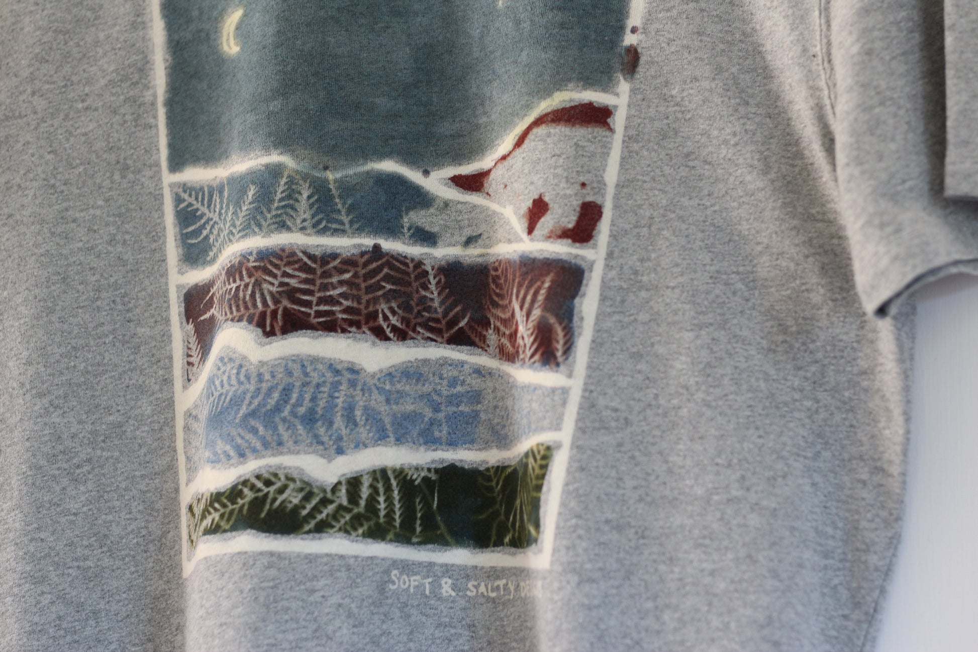 Tasmanian man fern printed t-shirt hand dyed