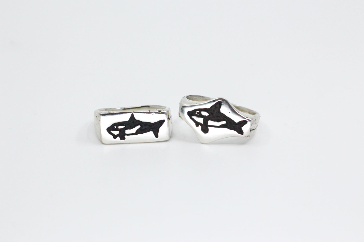 Killer whale silver ring hand made