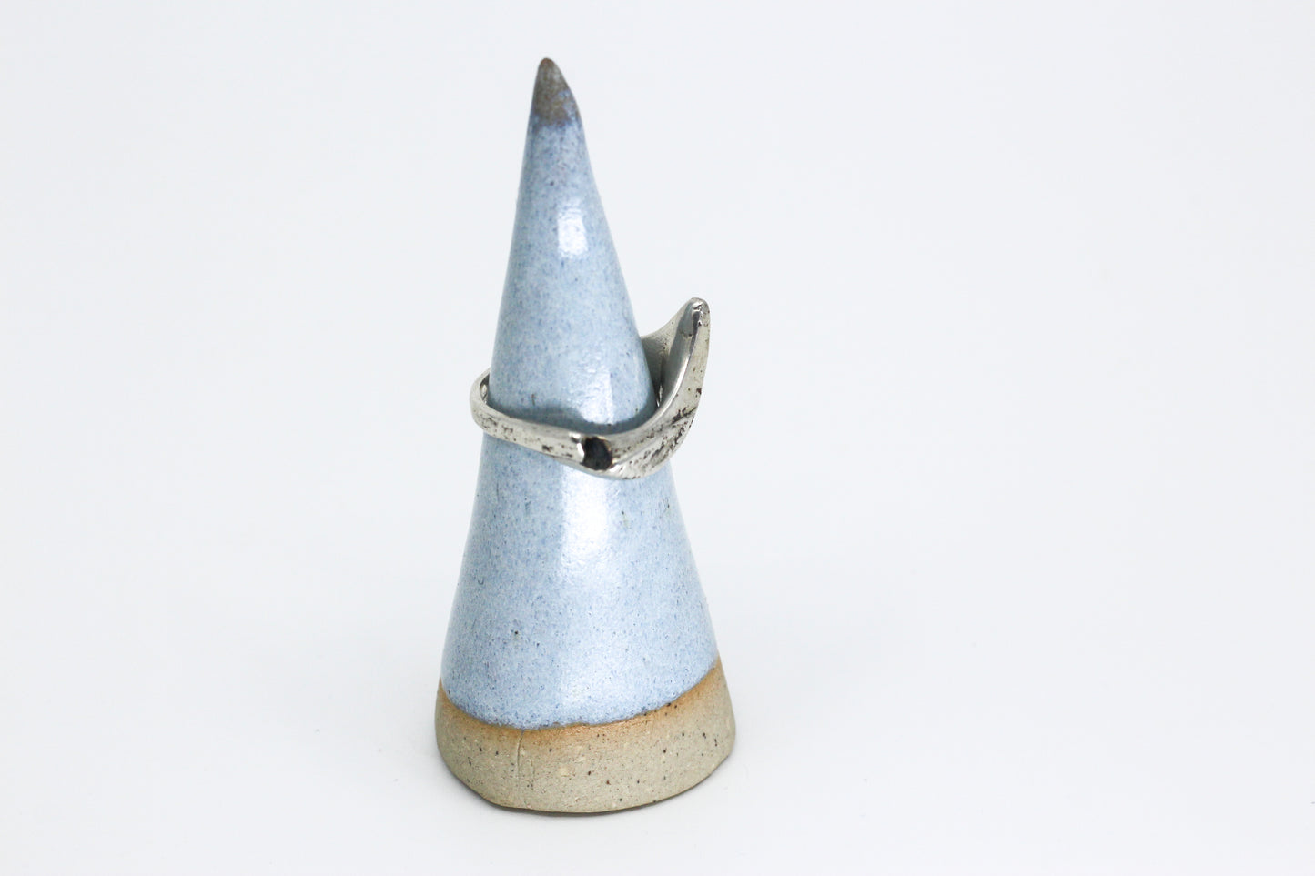 Crescent moon ring textured silver