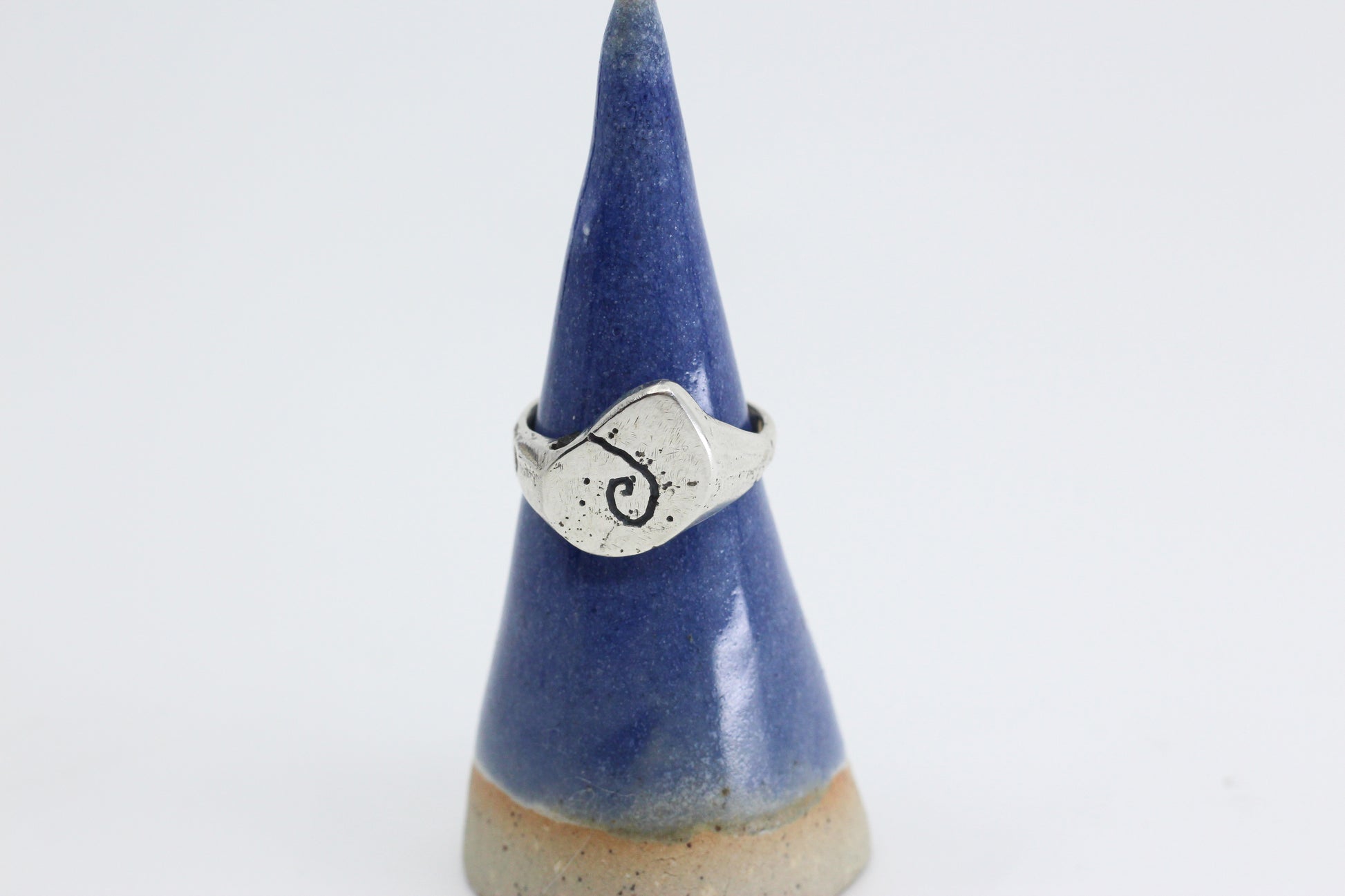 Sea snail shell ring textured silver