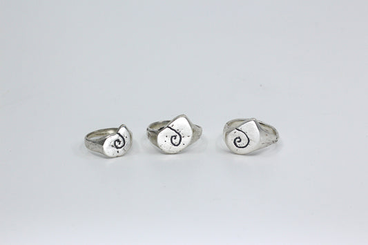 Sea snail shell ring textured silver