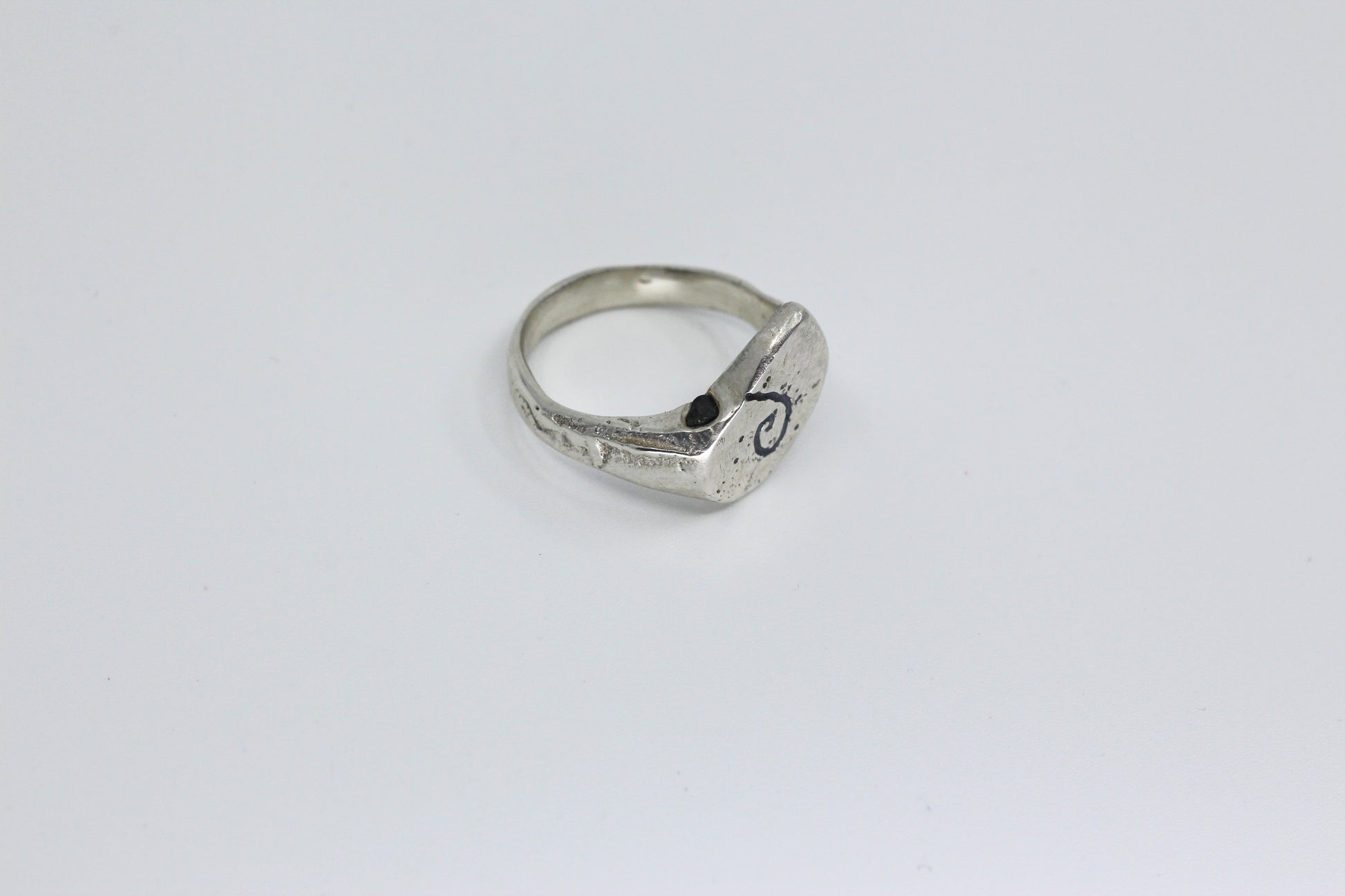 Sea snail shell ring textured silver