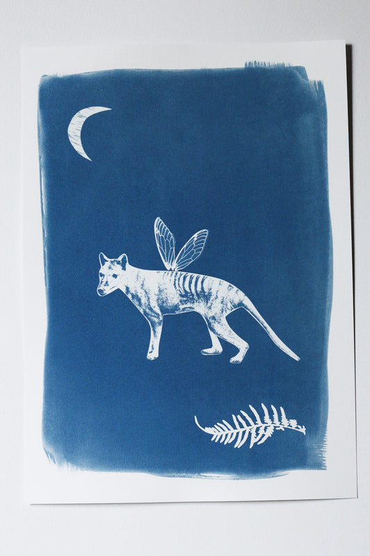 Tasmanian Tiger Cyanotype Print